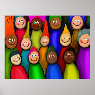 Póster Multidão diversa de pessoas da pintura