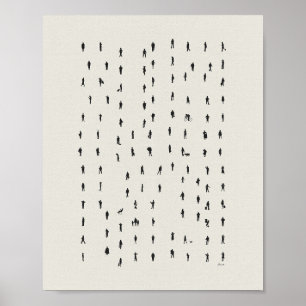 Poster Multidão Minimalista de Arte Silhueta Pessoas