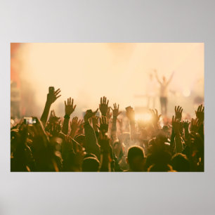 Poster Multidão no concerto - Fotoconcerto retrô, multidã