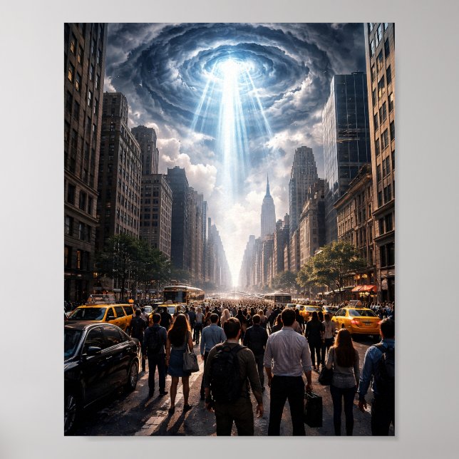 Poster Multidão Observando Fenômeno Celeste Cartaz de Fic (Frente)