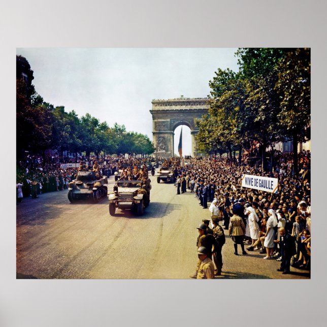 Póster Multidões dos Patriotas Franceses ligam os Champs  (Frente)