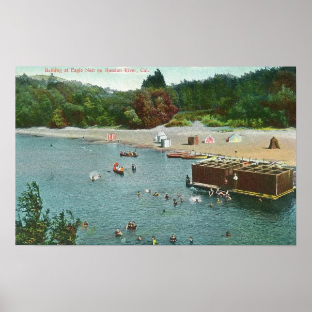 Póster Multidões Nadando no Rio Russo (Frente)