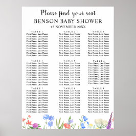 Poster Multihued Wildflower Baby Shower Seating Charts