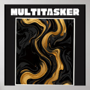 Poster Multitarefa Ouro Mármore Líquido - Abstrato Luxuos