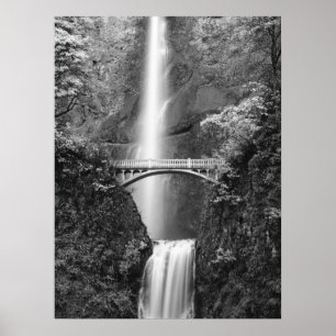 Poster Multnomah cai em cascata com ponte de Benson