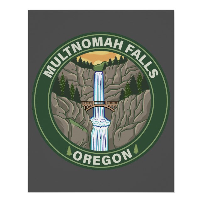 Póster Multnomah Falls Oregon (Frente)