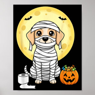 Poster Múmia Bonita Cachorro Halloween Lua Cheia Filhote