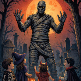 Poster Múmia de Trick-or-Treat no Cemitério