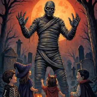 Poster Múmia de Trick-or-Treat no Cemitério