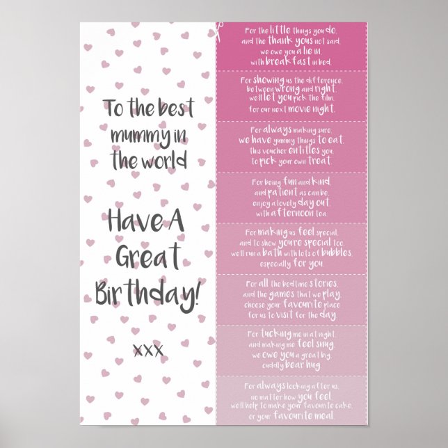 Poster Mummy Birthday Coupons (Frente)