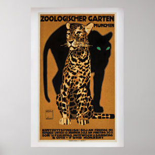 Poster Munchen Zoo - Leopardo por Ludwig Holwein  Vintage