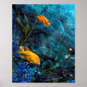 POSTER MUNDO AZUL DE PEIXE DE LARANJA