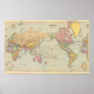 Poster Mundo composto na projeção de Mercator