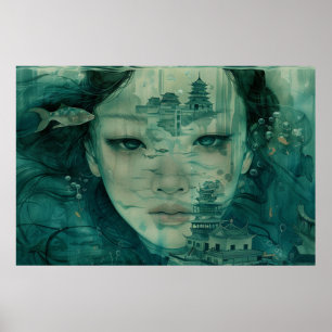 Poster Mundo da Fantasia do Oceano Subaquático