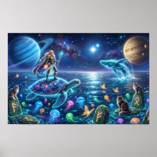 Poster Mundo da Tartaruga do Oceano Cósmico — Arte Fantás