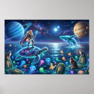 Poster Mundo da Tartaruga do Oceano Cósmico — Arte Fantás