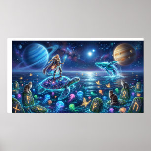 Poster Mundo da Tartaruga do Oceano Cósmico — Arte Fantás