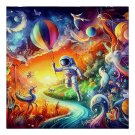 Póster Mundo do Astronauta Wimsical