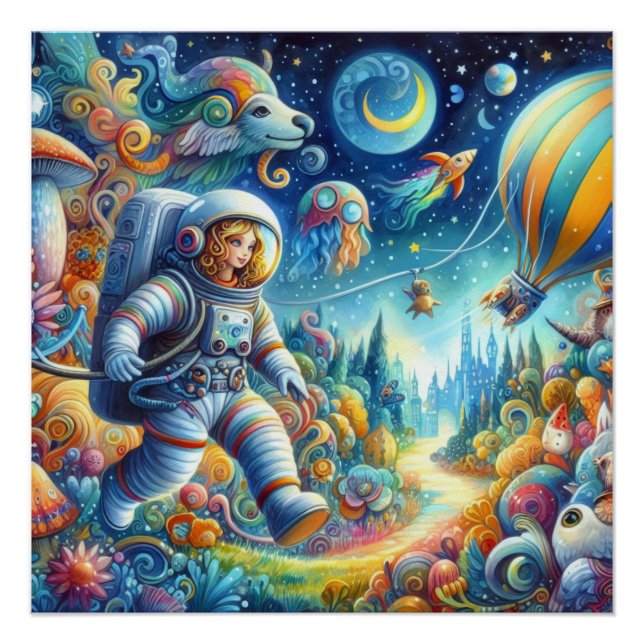 Póster Mundo do Astronauta Wimsical (Frente)