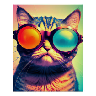 Póster Mundo do Sonho Psicodélico do Gato Funky