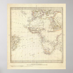 Póster Mundo, proj gnomonic mim África e Europa sul