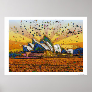 Poster Mundo psicadélico: Skyline A1 de Sydney