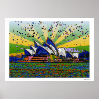 Poster Mundo Psicodélico: Sydney Austrália Skyline A2