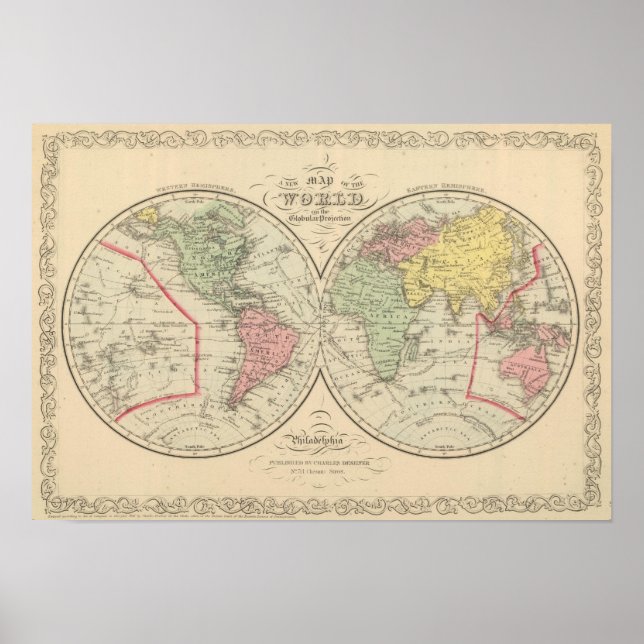 Póster Mundo sobre a projeção global (Frente)