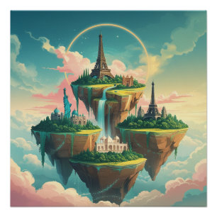 Póster Mundo Whimsical Wonders: paisagem urbana flutuante