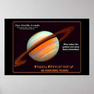Poster Mundos Estelares Arcada 40º Aniversário Retro