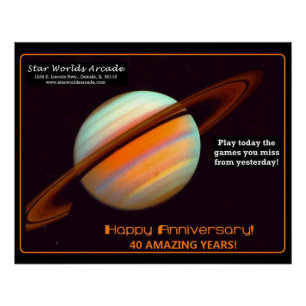 Póster Mundos Estelares Arcada 40º Aniversário Retro