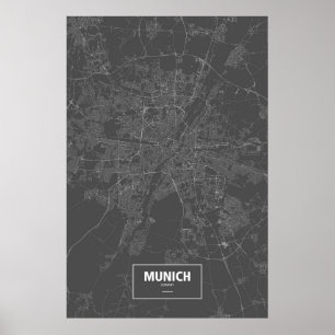 Póster Munich, Alemanha (branca no preto)