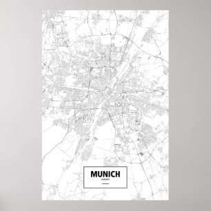 Póster Munich, Alemanha (preto no branco)