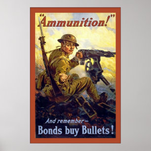 Poster Munições!~Vintage Primeira Guerra Mundial