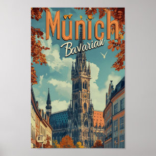 Poster Munique Alemanha Vintage Art Viagem