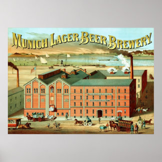 Poster Munique Lager Beer Brewery ~ Publicidade Vintage.