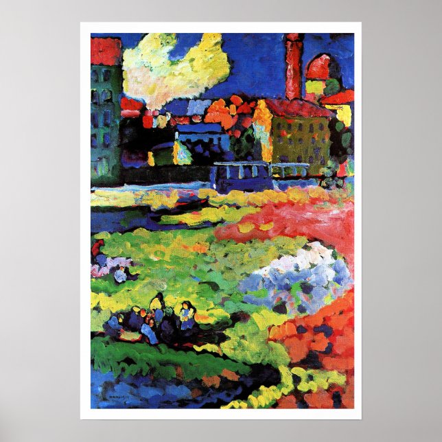 Poster Munique-Schwabing com a igreja de St. Ursula (Frente)