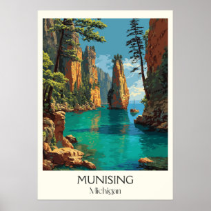 Poster Munising Michigan Vintage Pictures Rocks Art