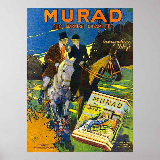Poster Murad Cigarros 1910 O Cigarro Turco (Frente)