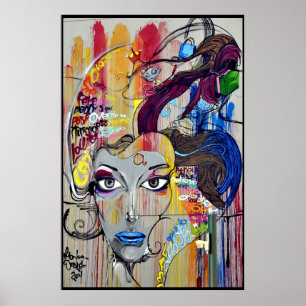 Poster mural da arte da cara da mulher