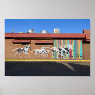 Poster Mural de Cavalos de Tintas em Execução, Tucumcari,