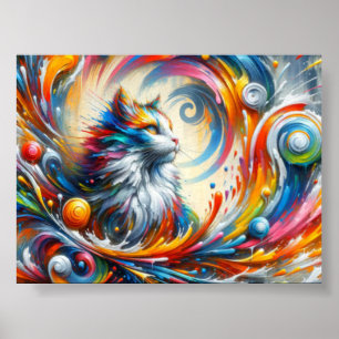 Poster mural de grafite de um gato com