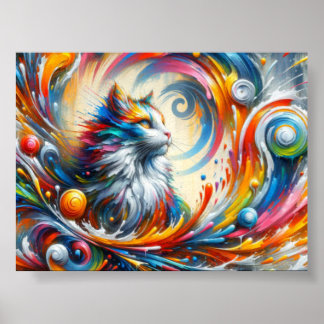 Poster mural de grafite de um gato com