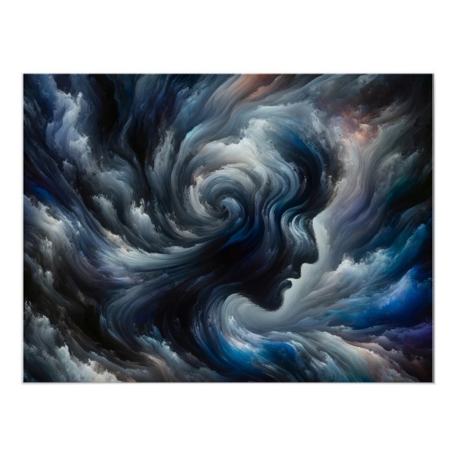 Póster Murmurios da Tempestade Rosto Abstrato nas Nuvens (Frente)