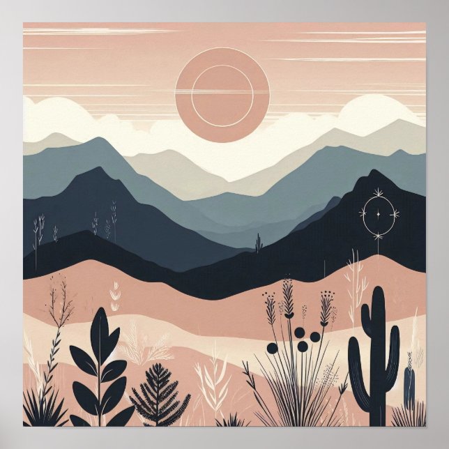 Poster Murmurios da Terra: Uma Montanha Minimalista Boho  (Frente)