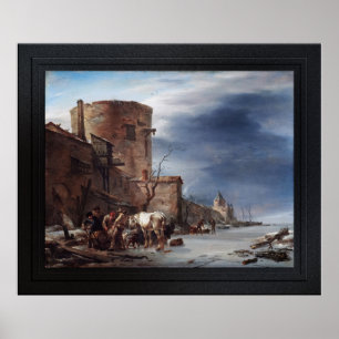 Poster Muro da cidade de Haarlem no inverno