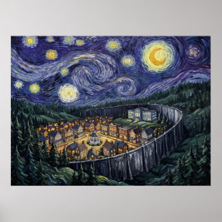 Poster Muro da Cidade Noturna Estrelada de Wayward Pines