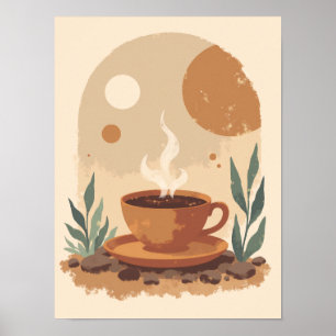 Poster Muro de Abstrato da Taça de Café Minimalista A