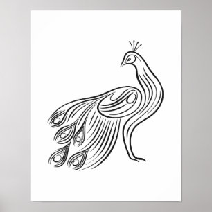 Poster Muro de Arte da Linha de Peacock Minimalista