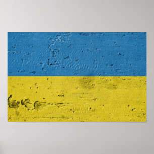 Poster Muro de bandeira da Ucrânia